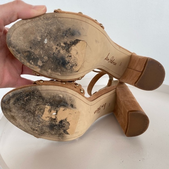 SAM EDELMAN Yaria Suede studded block heel open toe Sandals Womens size 6.5 - Picture 14 of 16